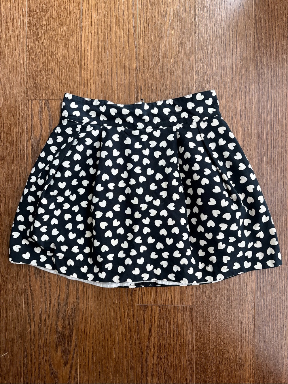 Black Heart-Print Skater Skirt